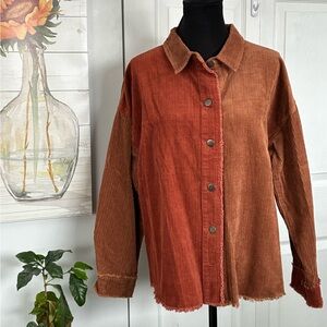 Easel Terracotta Corduroy Button-Down Shirt